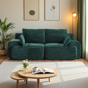 2-Seater Corduroy Modular Sectional Sofa with Memory Foam & Extra Deep Seat - 1 of 4