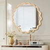 SEVOBAL Wall Mirror Wave Wood Frame Round Mirrors for Wall HD Reflection Large Mirror Big Mirror Bedroom Bathroom Entryway, Beige, 41.7"*41.7"*1.18" - 2 of 4