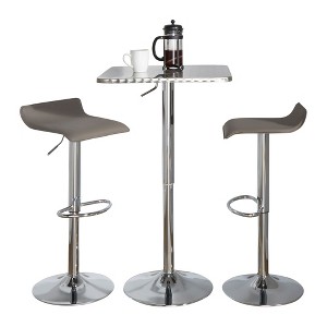 3-Piece Bar Height Dining Set with Adjustable Table and 2 Upholstered Stools - 1 of 4