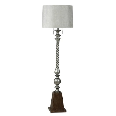 Elegant Silver Swirl 65" Floor Lamp with Double Pull Chain