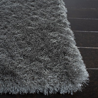 Gray 6' x 9' Hand-Tufted Shag Wool and Synthetic Rug