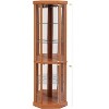 Vynxaria Corner Curio Cabinet, American Classical Style, Glass Display Case, Light Oak Finish, 150 lbs Capacity - 3 of 4