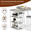Hooseng Kitchen Dining Table Set for 2, Bar Table and Chairs Set with 3 Storage Shelves and 2 PU Leather Backrest Stools for Small Space - 3 of 4