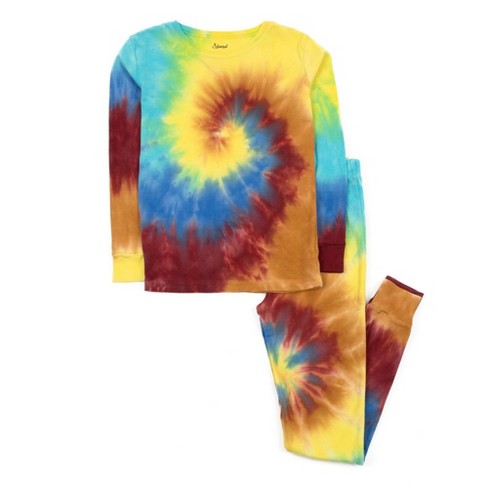 Leveret Kids Two Piece Cotton Pajamas Swirl 1 Tie Dye 3 Year : Target