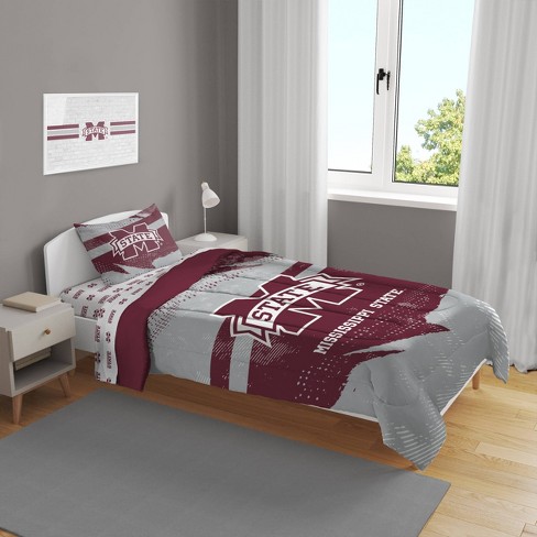 NCAA Mississippi State Bulldogs Slanted Stripe Twin Bedding Set in a Bag - 4pc - image 1 of 3