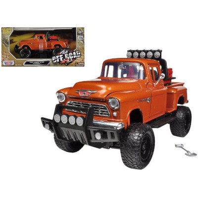 1955 Chevrolet 5100 Stepside Off-Road Pickup Truck Orange 1/24 Diecast Model Car by Motormax
