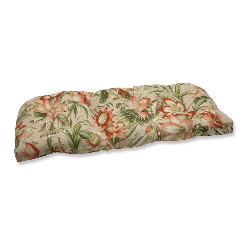 Botanical Glow Tiger Lily Outdoor Wicker Loveseat Cushion - Pillow Perfect, 1 of 5