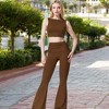Anna-Kaci Active Women's Flared High Waist Pants and Cropped Tank Top Activewear Set - 3 of 4