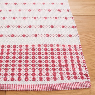 Handwoven Red and Ivory Cotton Rectangular Area Rug, 6' x 9'