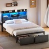 Furnulem Full and Queen Bed Frame with Upholstered Headboard and Storage Drawers, Charging Station and LED Lights, No Box Spring Needed, Noise Free - 2 of 4