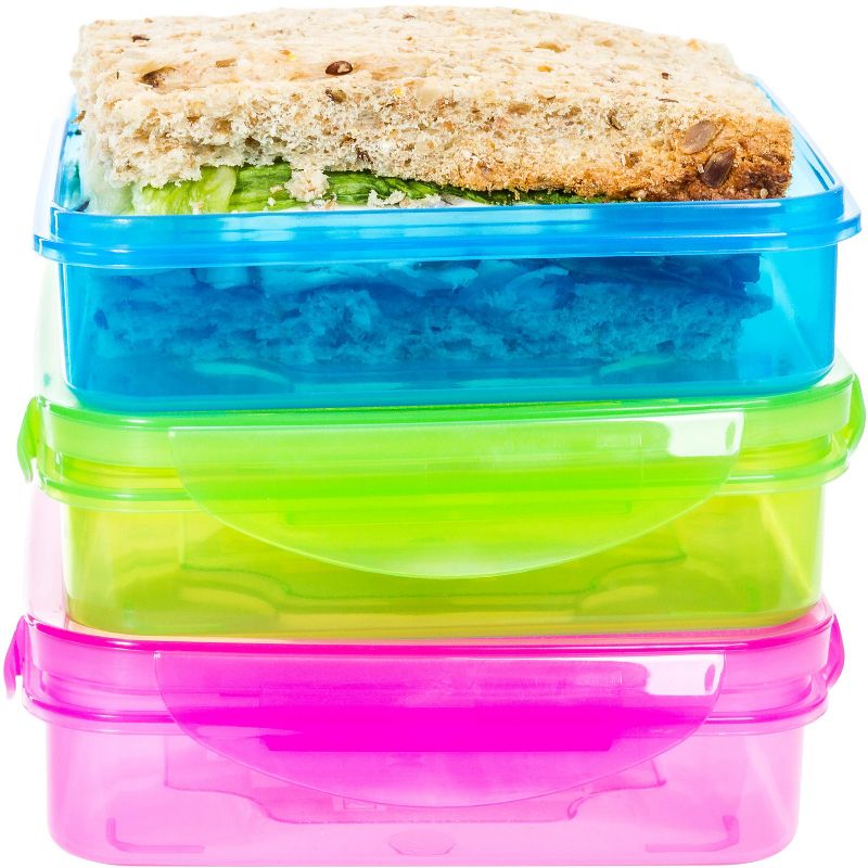 Lexi Home Colorful Plastic Sandwich Container Set with Lids (3-Pack), 3 of 7