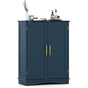 Costway Floor Storage Cabinet Modern Storage Organizer with Adjustable Shelves &2 Doors Black/Blue/Gray/White - 1 of 4
