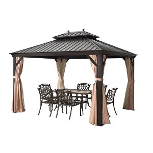 PURPLE LEAF Outdoor Hardtop Gazebo Canopy for Patio Deck Backyard Heavy Duty Outside Sunshade with Netting and Curtains - 1 of 4