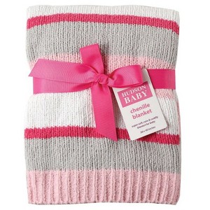 Hudson Baby Infant Girl Plush Chenille Blanket, Pink, One Size - 1 of 1