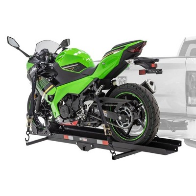 Black Widow Steel Motorcycle, Dirt Bike, or Scooter Carrier with Loading Ramp for 2 Inch Hitch, 600 Pound Capacity