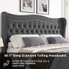 Sersper Velvet Bed Frame with Wingback Headboard& Footboard, Deep Diamond Tufting Upholstery, No Box Springs Needed - 2 of 4