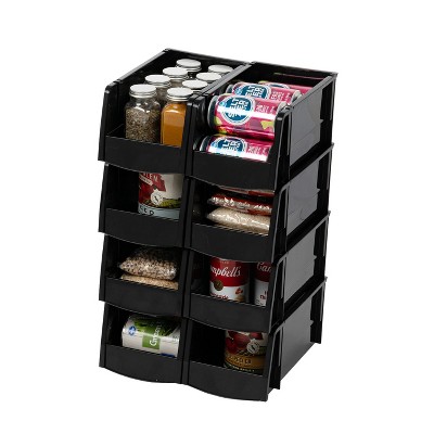 IRIS USA 8Pack Medium Stackable Open Front Storage Organizer Bin for  Pantry, Black