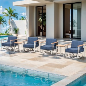 Outdoor Swivel Rocker Patio Chairs High Back Wicker Patio Furniture - 1 of 4
