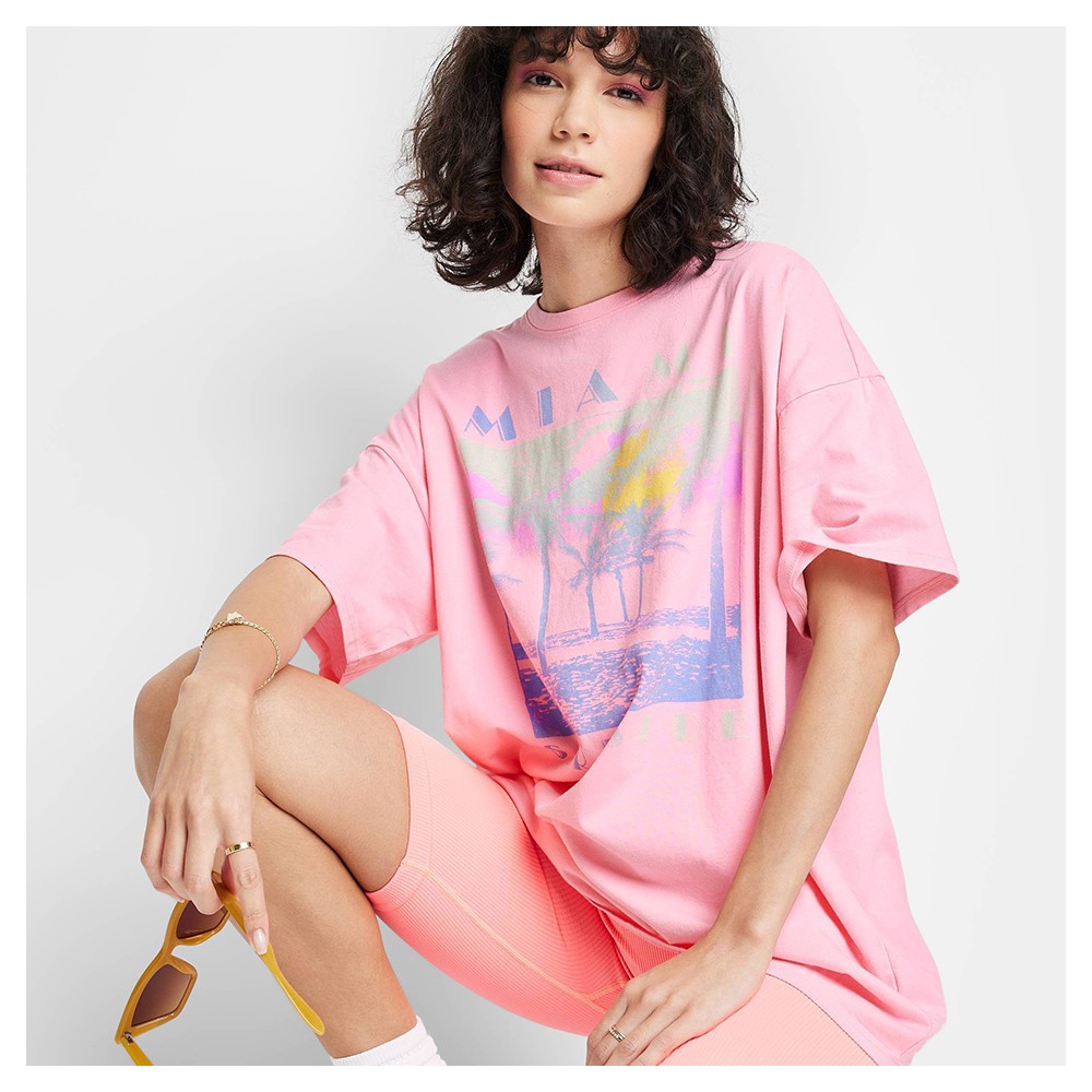 Women's Short Sleeve Oversized T-Shirt - Wild Fable™ Pink XS