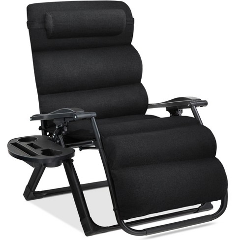 Best Choice Products Oversized Zero Gravity Chair Folding Recliner w Removable Cushion Side Tray Onyx Black