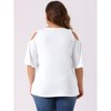 Agnes Orinda Women's Plus Size Summer Fashion Cold Shoulder Ruffle Trumpet Sleeve Blouses - 4 of 4