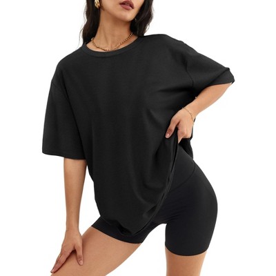 Oversized T Shirts for Women Summer Tops Casual Loose Fit Tees Crewneck Short Sleeve Tunic Blouse Basic Tee