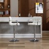 DOMETOUR 2 pc Gas Lift Armed White Faux Leather Barstool-Glacier White - 2 of 4