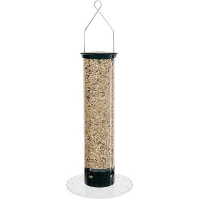 Droll Yankees 5 Pound Capacity 28 Inches Tall Yankee Tipper Squirrel Proof Bird Feeder with Weight Sensitive Tray for Ground Feeding Birds, Black