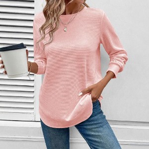 Coolmee Women's Floral Blouses Dressy Casual V Neck Button Down Shirts Lantern Long Sleeve Boho Chiffon Fall Tops - 1 of 4