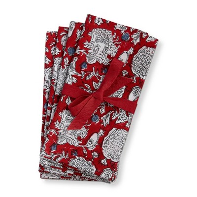 tagltd 20" x 20" Janis Block Print 4th of July Patriotic Napkin Set Of 4