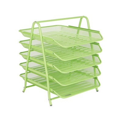 Mind Reader Desk Organizer with 5 Sliding Trays Green