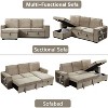 Linen Sofa Bed Convertible Sectional Sofa Reversible Pull Out Couch Bed L-Shaped Sleeper Sofabed with Storage Chaise for Living Room - 2 of 4