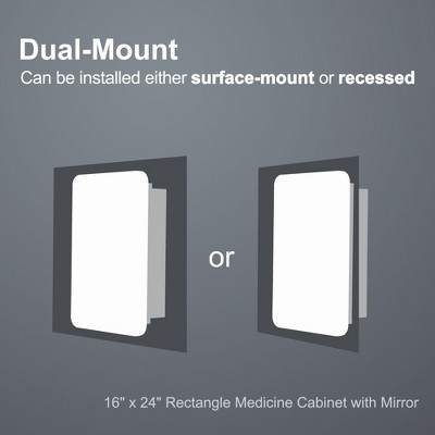 16 * 24 Inch Gold Rectangular Bathroom Medicine Cabinet With Mirror