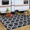6 x 9 ft Plastic Red White Rectangular Beach Front Porches Patio Picnic RV Camping Garage Geometric Persian Area Rug - 4 of 4