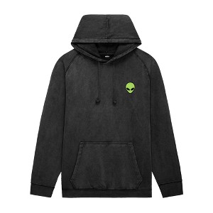 Dalix Alien Embroidery Washed Hoodie Sweatshirt Hoodie Fleece Relaxed Fit Lounge Mens - 1 of 4