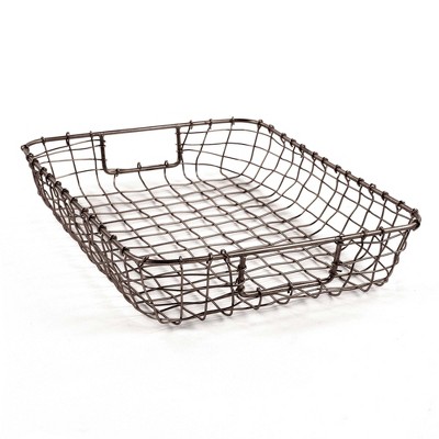 Design Ideas Cabo Letter Basket – Hand Woven Wire Construction – Natural, 14” x 8.3” x 5.1”