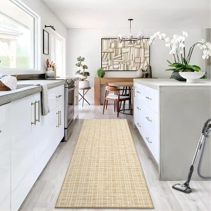 Washable Area Rugs, Modern Plaid Printed Indoor Floor Carpet with Non-Slip Backing, Contemporary Accent Carpet, Stain-Resistant Soft Low Pile Rugs - 1 of 4