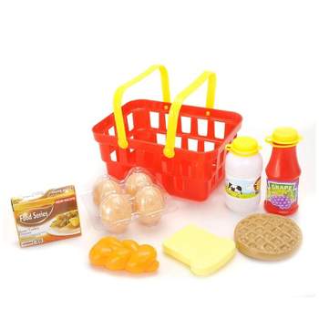 Insten 10 Piece Play Food Breakfast & Lunch Playset with Basket for Kids