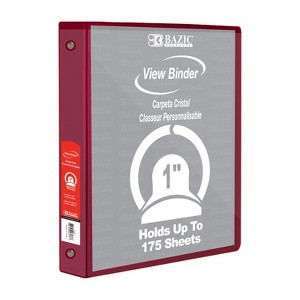 Bazic Products 3-Ring View Binder with 2 Pockets, 1", Burgundy (pack of 6) - 1 of 1