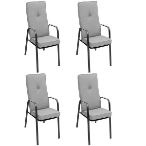 22"4 Patio Dining Stackable Chairs Set with High-Back Cushions - 1 of 4