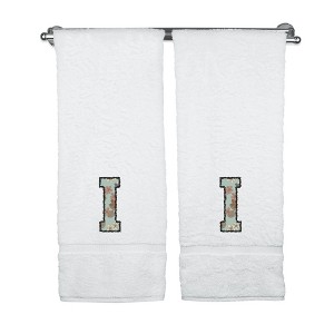 BC BARE COTTON Monogrammed Towels, Personalized Gift, Set of 2 - Embroidered Writing with Greenish Cyan - 1 of 4