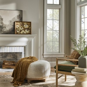 X-Base Ottoman Boucle Heathered Cream - Threshold™ designed with Studio McGee: Round, Upholstered, No Assembly Required - 1 of 4
