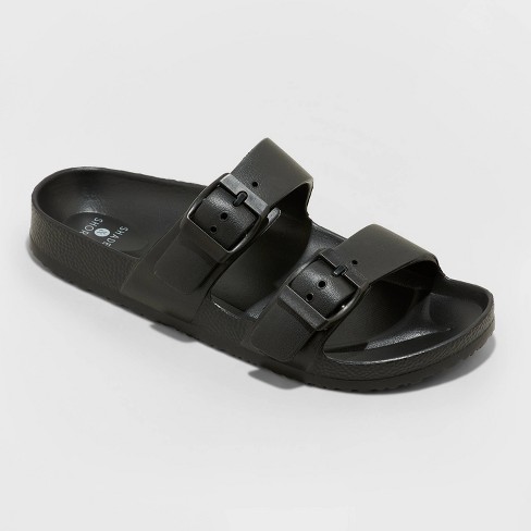 Double Strap Buckle Sliders Ladies Slip On Sandals