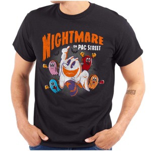 PACMAN Spooky Nightmare on Pac Street Graphic T Shirt Men or Women Brisco Brands Black X - 1 of 4