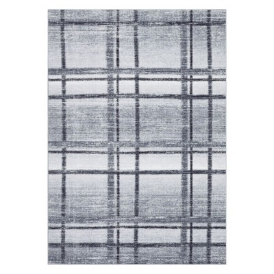Washable Modern Geometric Rug Non Slip Low Pile Rug Soft Contemporary Throw Floor Cover Foldable Indoor Carpet for Living Room Bedroom Playroom