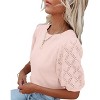 Womens Short Sleeve Lightweight Sweaters Crewneck Knit Pullover Tops with Crochet Sleeve Casual Crochet Blouse Shirt for Spring, Summer - 2 of 4