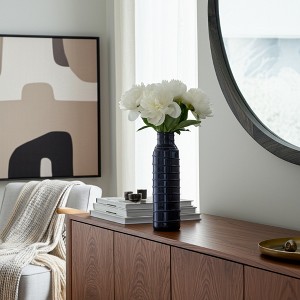 Modern Elegant Ribbed Ceramic Vase - Decorative Accent for Home, Office, Living Room, or Bedroom - Casual Modern - 1 of 4