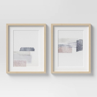 (Set of 2) 16" x 20" Neutral Collage Framed Wall Art - Threshold™