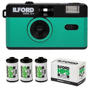 Ilford Sprite 35 II Reloadable 35mm Teal and Black Analog Film Camera Bundle - 1 of 4
