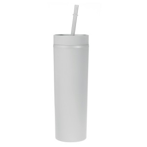 Unique Bargains Skinny Tumbler with Lids and Straws 16 OZ - 1 of 4